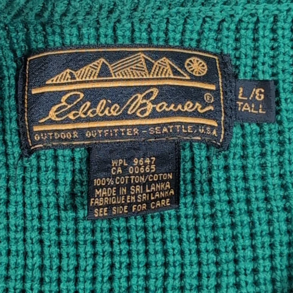 Eddie Bauer Shaker Knit Sweater Mens L Tall Preppy Chunky Fisherman Vintage 80s - Picture 6 of 8